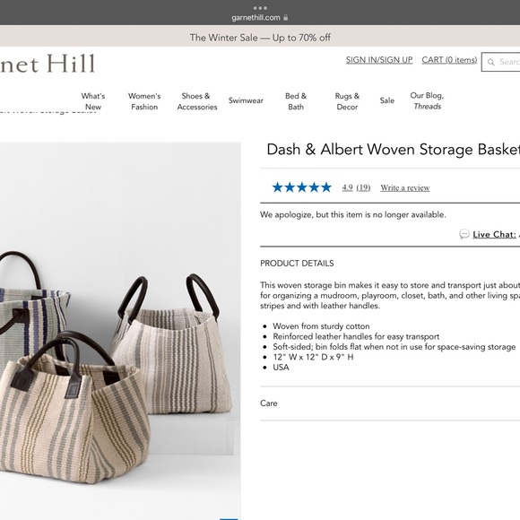 Dash & Albert, Garnet Hill woven storage baskets - Picture 14 of 17